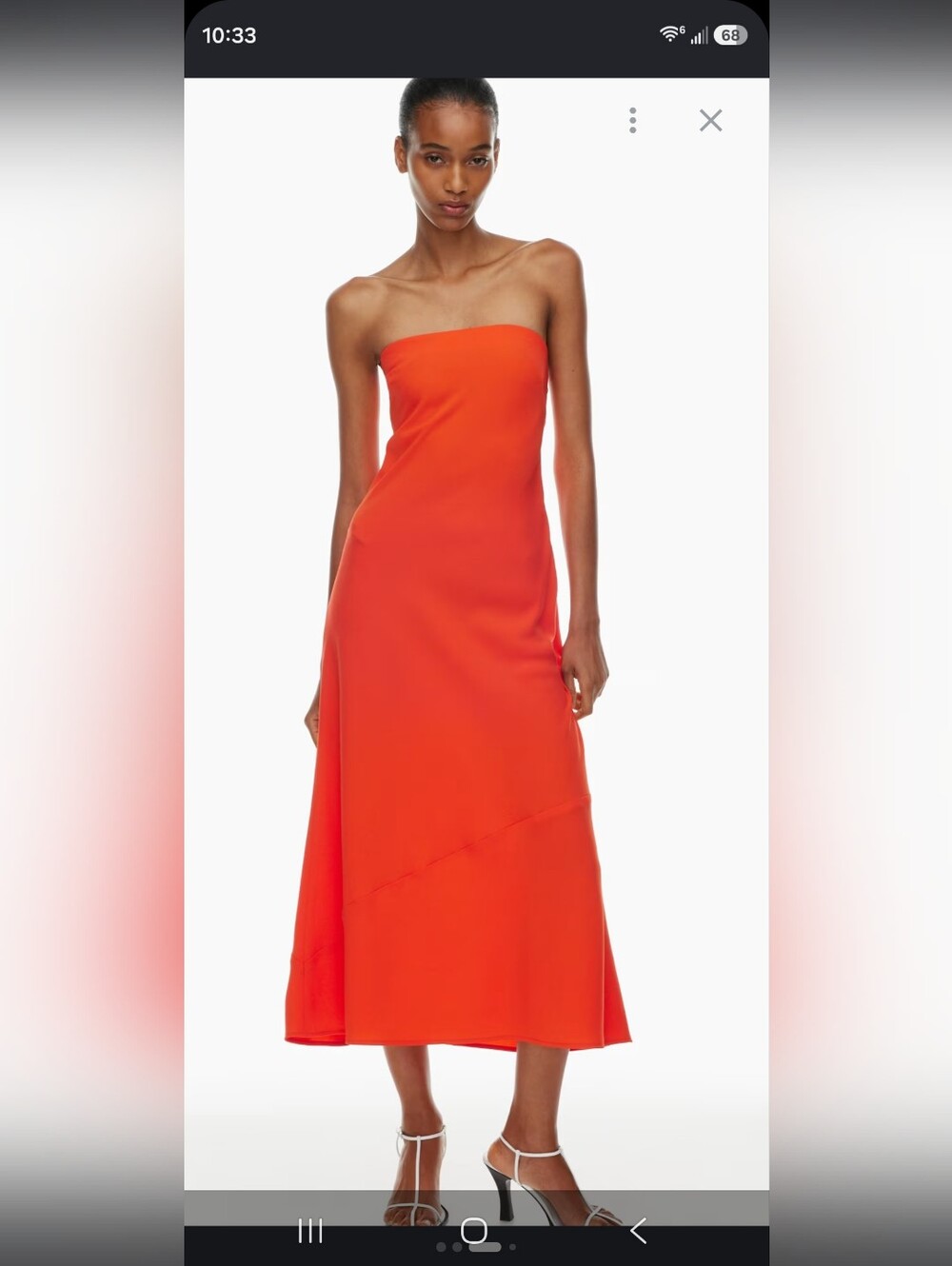 Aritzia Strapless Bright Orange Midi Dress